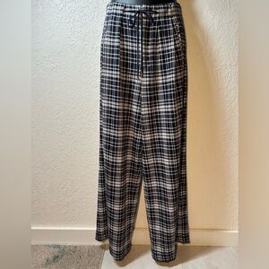 Tommy Hilfiger Navy and White Plaid Wide Leg pants